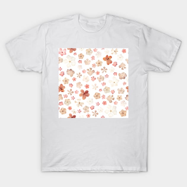 Pressed flowers seamless pattern. Spring dry flowers. Summer floral composition T-Shirt by likapix